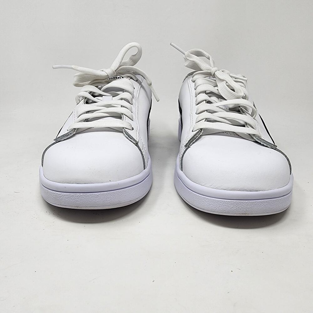 Puma Sneakers Men 10.5 Smash V2 White Leather Black Stripe Low Top 365215-01 - Picture 4 of 11